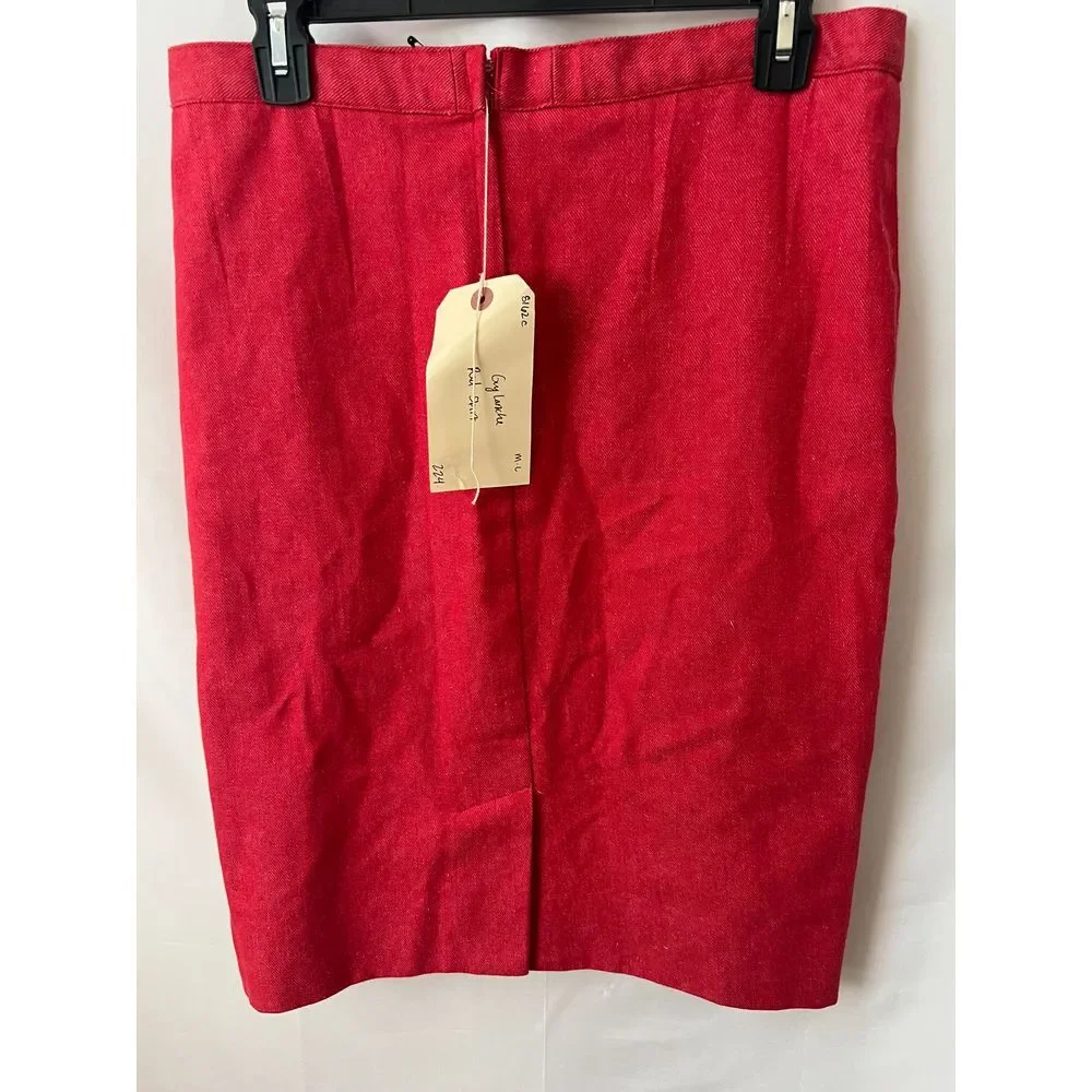 Guy Laroche Vintage Red Cotton Skirt Classics A-Line Silhouette Made in France‎